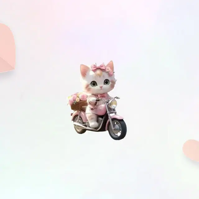 【潮流小猫】 卡莱茵 创意 摩托车 萌趣可爱卡通精致洋气高级感小众设计 卡莱茵 装饰 亚克力 挂件 男女同款情侣款
