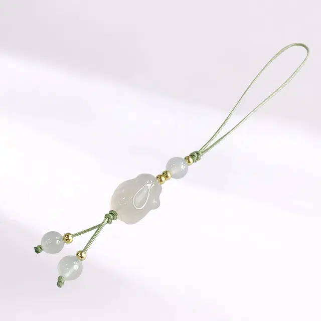 【匠心手作】 卡莱茵 小众兔子 新中式 前途似锦能量磁场 幸运转运珠平安招财#好运织物 玻璃 挂件 男女同款情侣款