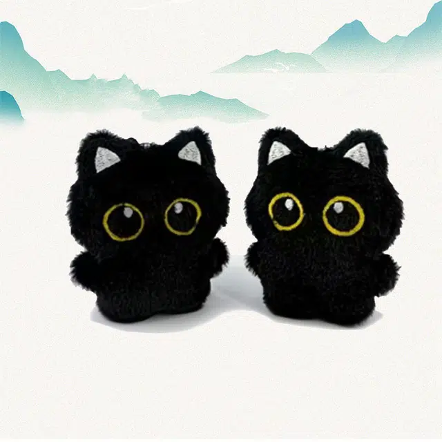 【到手2件】 卡莱茵 可爱软萌小黑猫玩偶挂饰 毛绒 挂件 男女同款情侣款