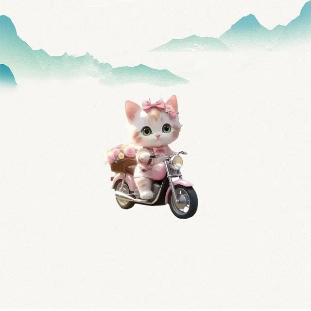 【潮流小猫】 卡莱茵 创意 摩托车 萌趣可爱卡通精致洋气高级感小众设计 卡莱茵 装饰 亚克力 挂件 男女同款情侣款