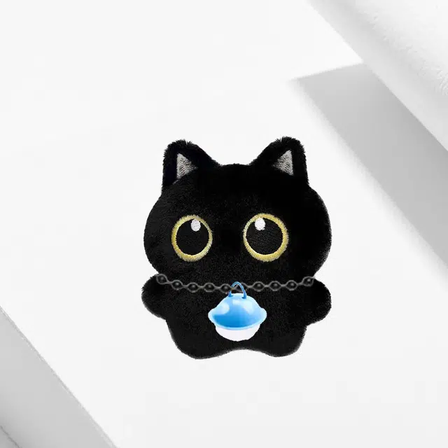 小煤球猫咪蓝铃铛创意公仔  潮流软萌百搭 小书包背包挂饰 #好运  卡莱茵 合金 毛绒 挂件 男女同款情侣款