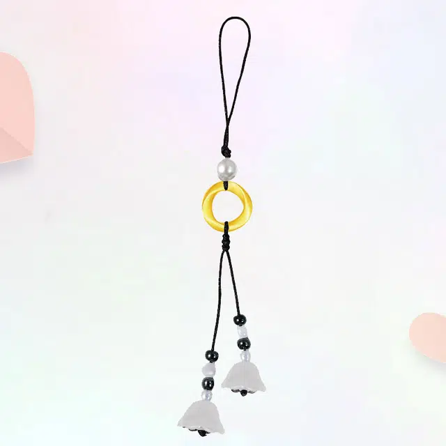卡莱茵 轻奢风高级质感金色圆环挂饰白色风铃花流苏 合金 挂件 男女同款情侣款