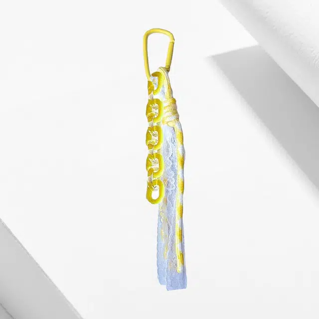 卡莱茵 【黄色蕾丝花边】暖系创意手机包包挂绳#好运 尼龙 挂件 男女同款情侣款