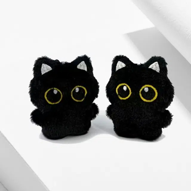 【到手2件】 卡莱茵 可爱软萌小黑猫玩偶挂饰 毛绒 挂件 男女同款情侣款
