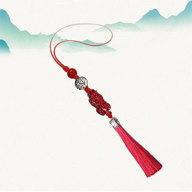 卡莱茵 【招财进宝】 新中式貔貅铜钱珠钥匙扣  吉祥如意汽车后视镜#好运  朱砂 挂件 男女同款情侣款