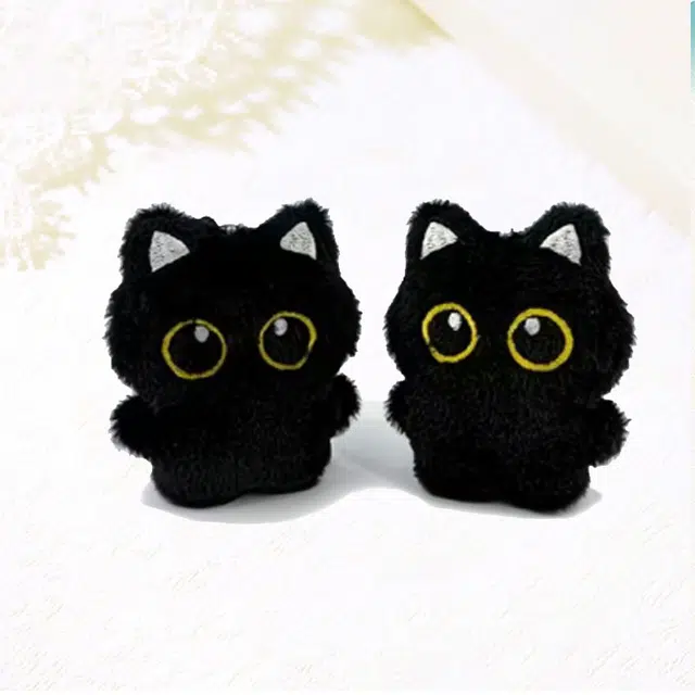 【到手2件】 卡莱茵 可爱软萌小黑猫玩偶挂饰 毛绒 挂件 男女同款情侣款
