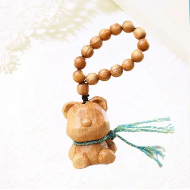 卡莱茵 好运新中式无脸熊佛珠文艺民族风 经典简约 富贵轻奢 通勤百搭好运 木 挂件 男女同款情侣款