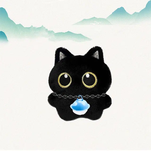 小煤球猫咪蓝铃铛创意公仔  潮流软萌百搭 小书包背包挂饰 #好运  卡莱茵 合金 毛绒 挂件 男女同款情侣款