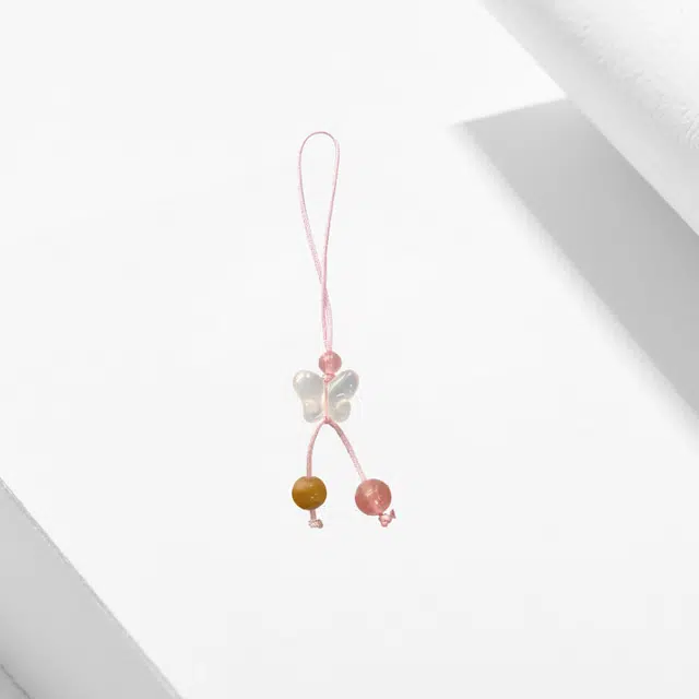 【精美蝴蝶】 卡莱茵 炫彩清透彩手机挂绳#好运 有机玻璃 挂件 男女同款情侣款