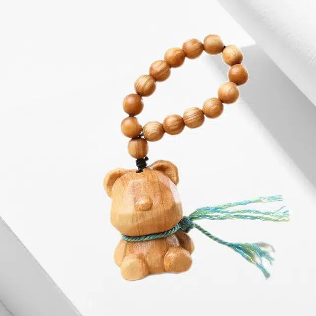卡莱茵 好运新中式无脸熊佛珠文艺民族风 经典简约 富贵轻奢 通勤百搭好运 木 挂件 男女同款情侣款