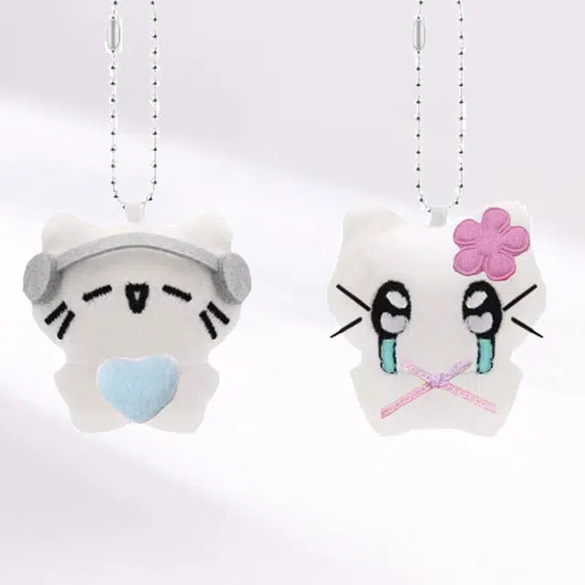 卡莱茵 可爱耳机小猫哭泣小猫 萌趣钥匙扣挂饰 玩偶 毛绒 挂件 男女同款情侣款