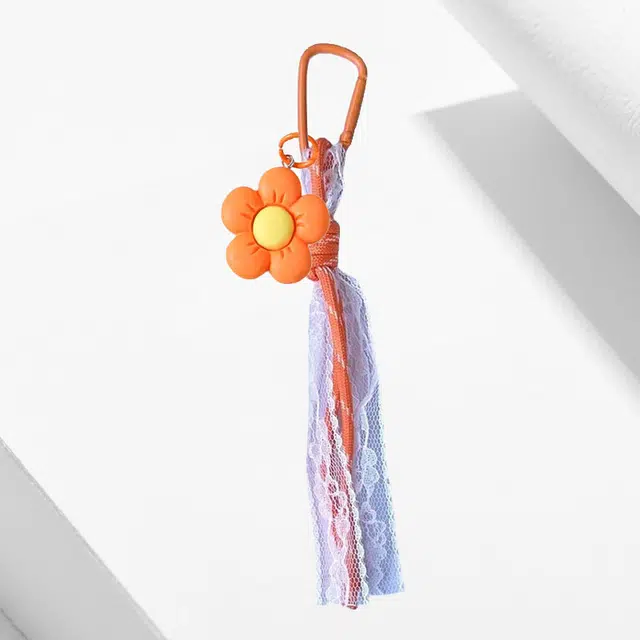 卡莱茵 【橙色花花】小清新可爱风简约精致时尚俏皮轻奢小众百搭#好运 尼龙 挂件 男女同款情侣款