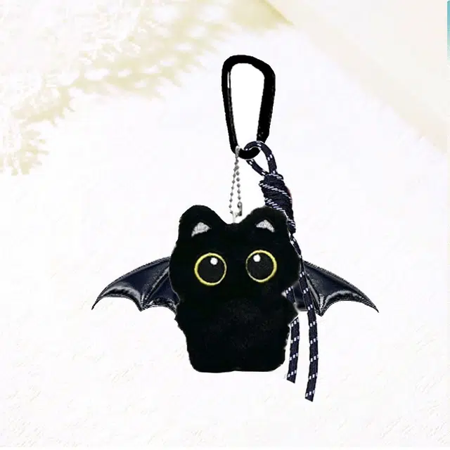 【翅膀小猫】 卡莱茵 日系多巴胺可爱风萌趣黑猫森系卡通清新俏皮创意百搭包包 毛绒 挂件 男女同款情侣款