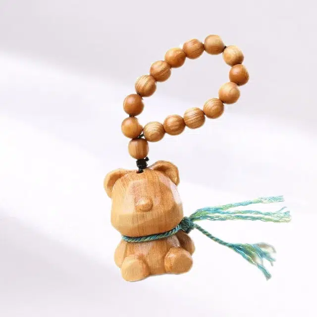 卡莱茵 好运新中式无脸熊佛珠文艺民族风 经典简约 富贵轻奢 通勤百搭好运 木 挂件 男女同款情侣款