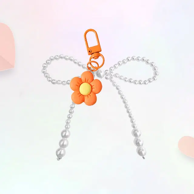 卡莱茵 小众 可爱橙色花朵 精致手机链 书包 挂饰 车吊饰 亚克力 挂件 男女同款情侣款