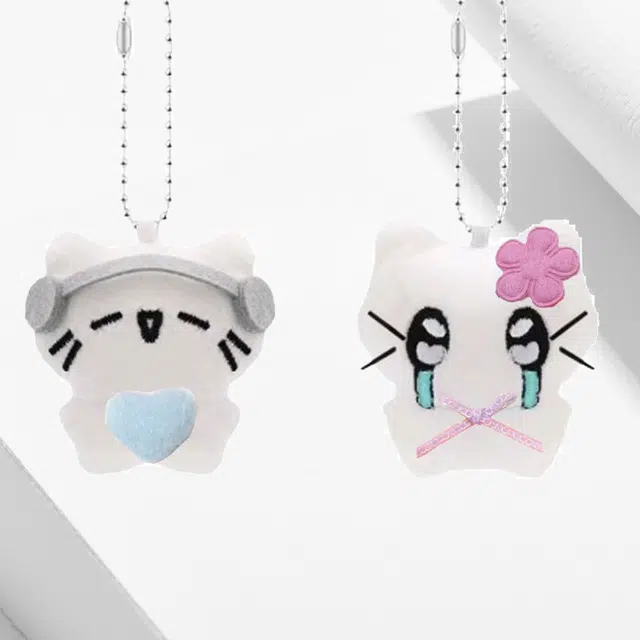 卡莱茵 可爱耳机小猫哭泣小猫 萌趣钥匙扣挂饰 玩偶 毛绒 挂件 男女同款情侣款