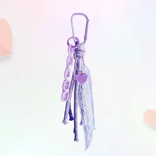 卡莱茵 链条爱心蕾丝花边创意手机挂饰包包布偶钥匙扣#好运 尼龙 挂件 男女同款情侣款