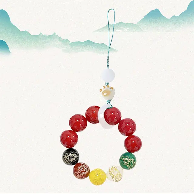 卡莱茵 五路财神炭烤猫爪招财纳福转运珠增旺气场小众设计国潮文玩好运 有机玻璃 挂件 男女同款情侣款