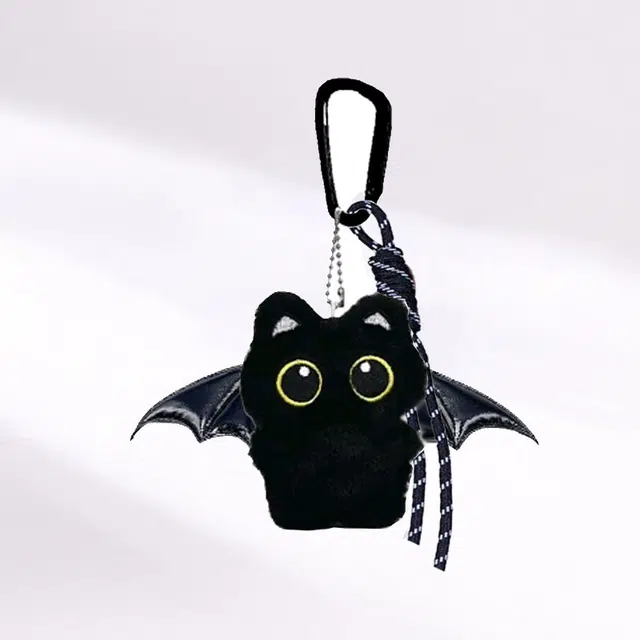 【翅膀小猫】 卡莱茵 日系多巴胺可爱风萌趣黑猫森系卡通清新俏皮创意百搭包包 毛绒 挂件 男女同款情侣款