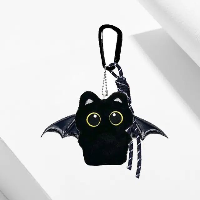 【翅膀小猫】 卡莱茵 日系多巴胺可爱风萌趣黑猫森系卡通清新俏皮创意百搭包包 毛绒 挂件 男女同款情侣款