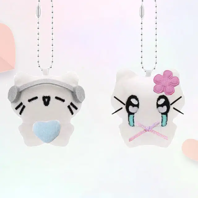 卡莱茵 可爱耳机小猫哭泣小猫 萌趣钥匙扣挂饰 玩偶 毛绒 挂件 男女同款情侣款