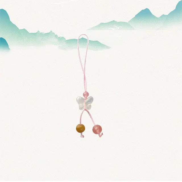 【精美蝴蝶】 卡莱茵 炫彩清透彩手机挂绳#好运 有机玻璃 挂件 男女同款情侣款