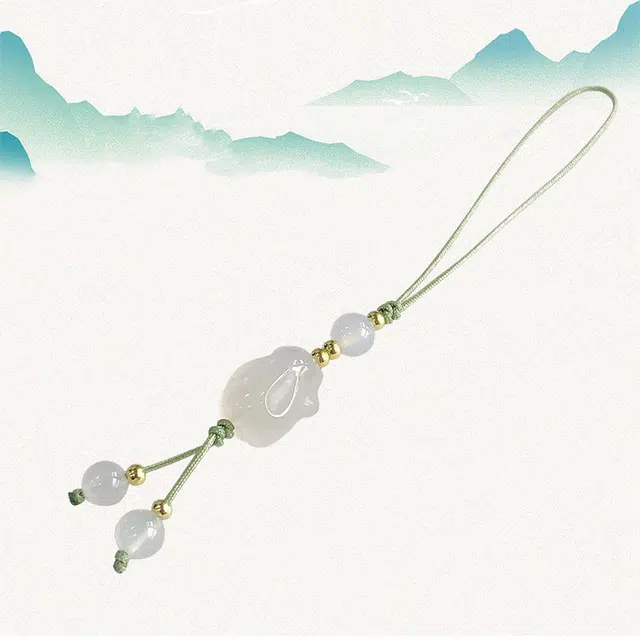 【匠心手作】 卡莱茵 小众兔子 新中式 前途似锦能量磁场 幸运转运珠平安招财#好运织物 玻璃 挂件 男女同款情侣款