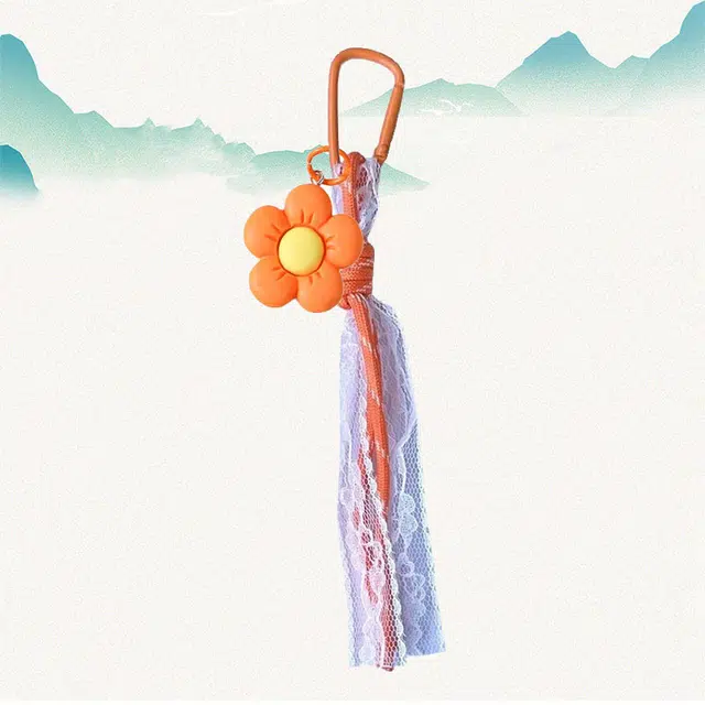 卡莱茵 【橙色花花】小清新可爱风简约精致时尚俏皮轻奢小众百搭#好运 尼龙 挂件 男女同款情侣款