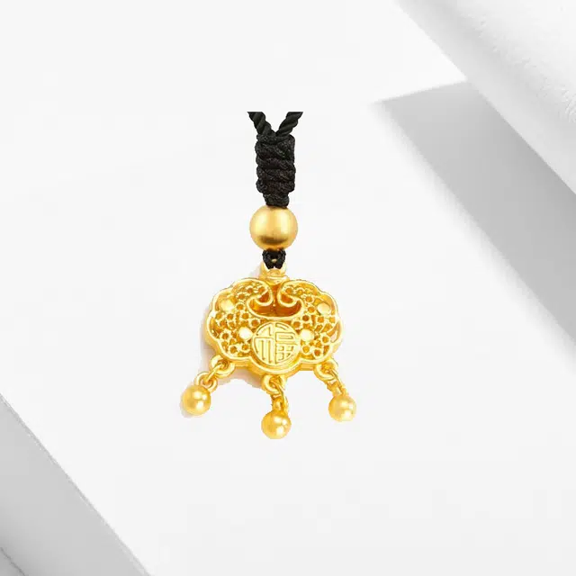 【平安锁】 卡莱茵 金色如意锁 国潮新中式小众设计轻奢简约百搭 织物#好运 合金 挂件 男女同款情侣款