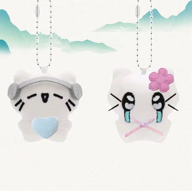 卡莱茵 可爱耳机小猫哭泣小猫 萌趣钥匙扣挂饰 玩偶 毛绒 挂件 男女同款情侣款