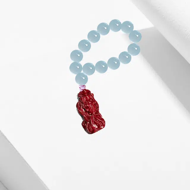 【招财进宝】 新中式貔貅钥匙扣  吉祥如意汽车后视镜#好运  卡莱茵 朱砂 玻璃 挂件 男女同款情侣款