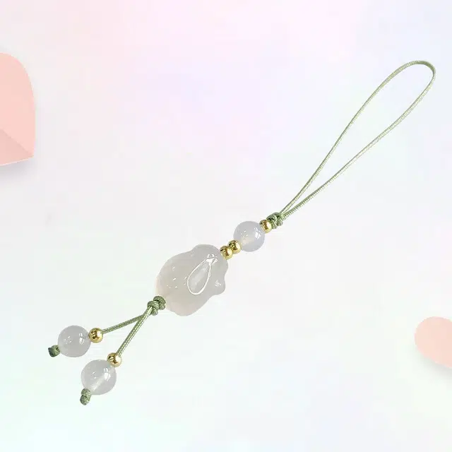 【匠心手作】 卡莱茵 小众兔子 新中式 前途似锦能量磁场 幸运转运珠平安招财#好运织物 玻璃 挂件 男女同款情侣款