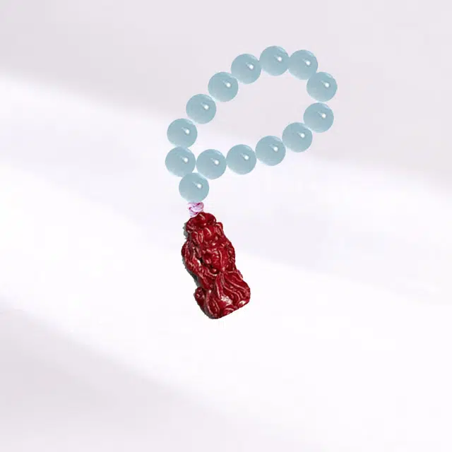 【招财进宝】 新中式貔貅钥匙扣  吉祥如意汽车后视镜#好运  卡莱茵 朱砂 玻璃 挂件 男女同款情侣款