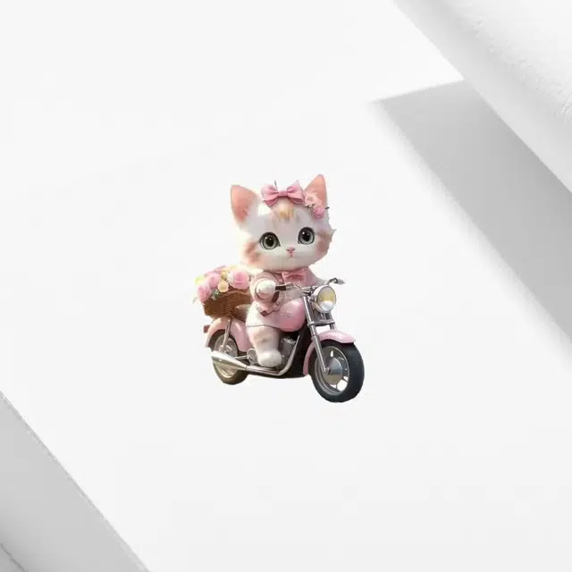 【潮流小猫】 卡莱茵 创意 摩托车 萌趣可爱卡通精致洋气高级感小众设计 卡莱茵 装饰 亚克力 挂件 男女同款情侣款