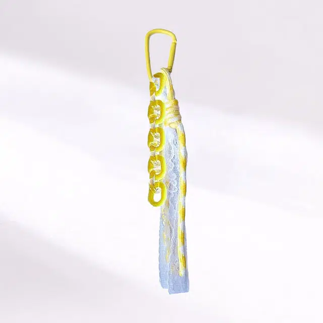 卡莱茵 【黄色蕾丝花边】暖系创意手机包包挂绳#好运 尼龙 挂件 男女同款情侣款