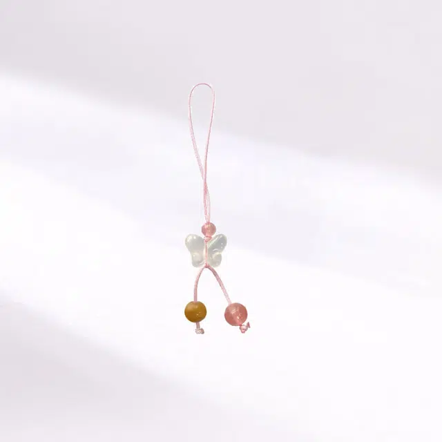 【精美蝴蝶】 卡莱茵 炫彩清透彩手机挂绳#好运 有机玻璃 挂件 男女同款情侣款