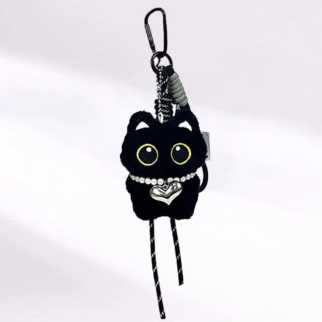 卡莱茵 【挂脖爱心小黑猫】可爱萌趣小猫创意清新卡通包包百搭#好运  毛绒 挂件 男女同款情侣款