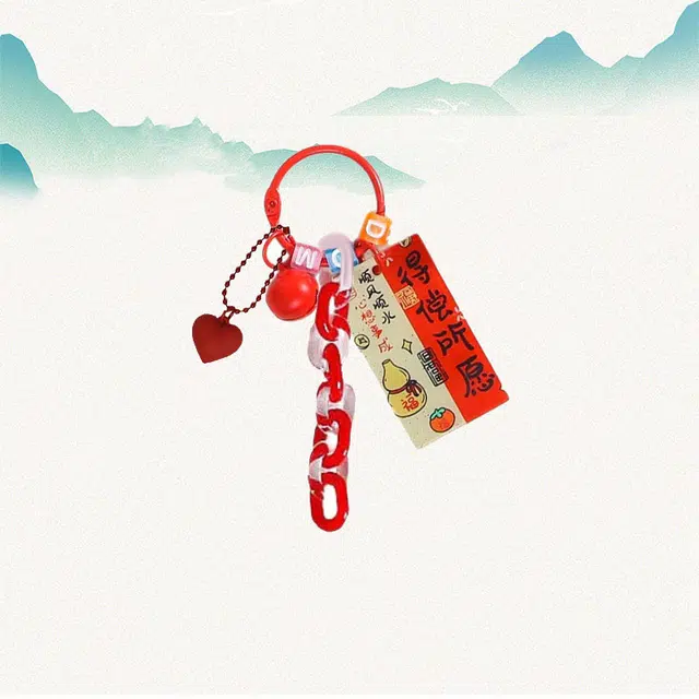 卡莱茵 【得偿所愿】创意美好寓意小吊牌 小铃铛爱心吊坠#好运 亚克力 挂件 男女同款情侣款