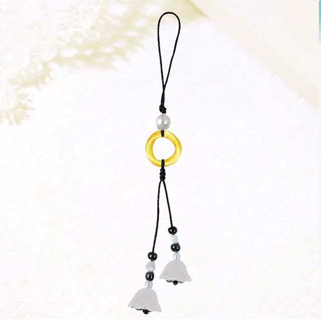 卡莱茵 轻奢风高级质感金色圆环挂饰白色风铃花流苏 合金 挂件 男女同款情侣款