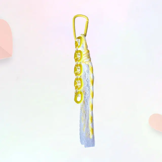 卡莱茵 【黄色蕾丝花边】暖系创意手机包包挂绳#好运 尼龙 挂件 男女同款情侣款