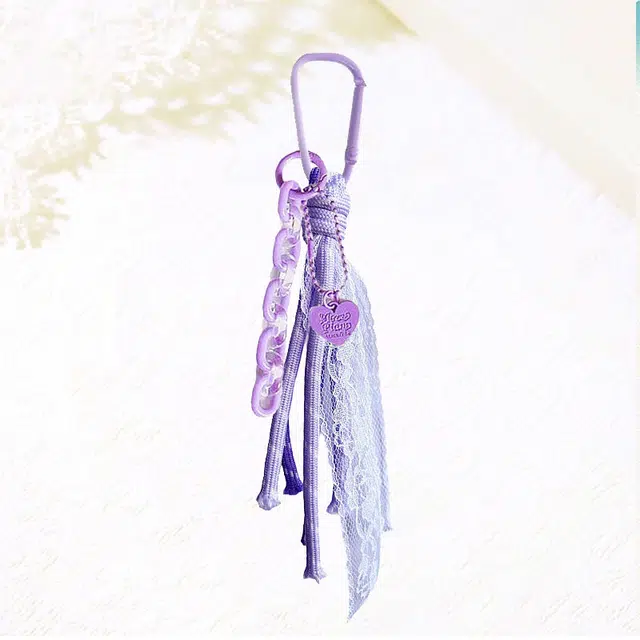 卡莱茵 链条爱心蕾丝花边创意手机挂饰包包布偶钥匙扣#好运 尼龙 挂件 男女同款情侣款