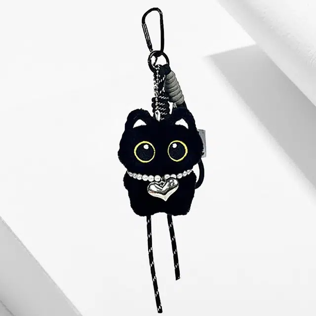 卡莱茵 【挂脖爱心小黑猫】可爱萌趣小猫创意清新卡通包包百搭#好运  毛绒 挂件 男女同款情侣款