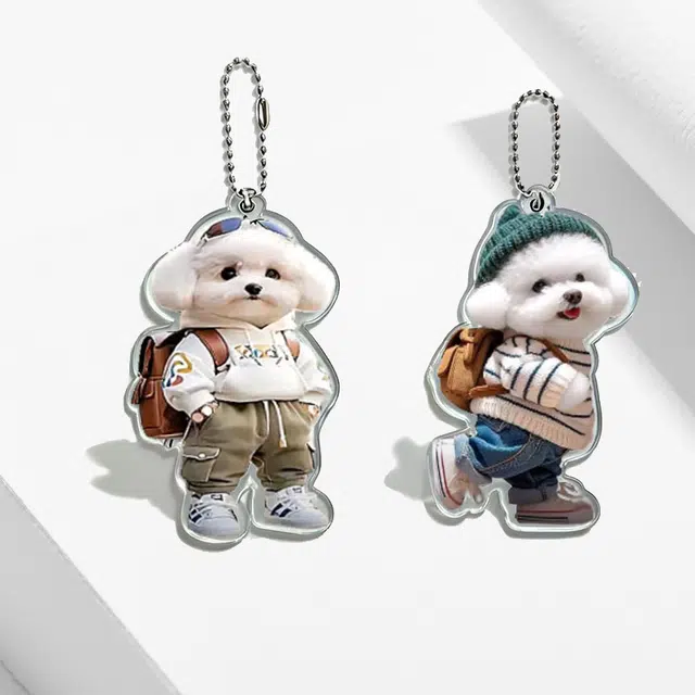 【潮流小狗2件】 卡莱茵 创意小泰迪狗 小书包  萌趣可爱卡通精致洋气高级感小众设计毛衣 亚克力 挂件 男女同款情侣款