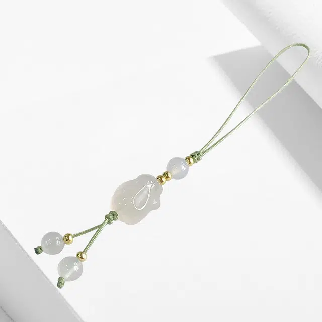 【匠心手作】 卡莱茵 小众兔子 新中式 前途似锦能量磁场 幸运转运珠平安招财#好运织物 玻璃 挂件 男女同款情侣款