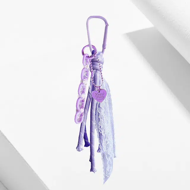 卡莱茵 链条爱心蕾丝花边创意手机挂饰包包布偶钥匙扣#好运 尼龙 挂件 男女同款情侣款