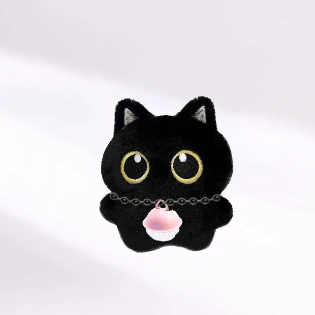 卡莱茵 小煤球猫咪粉铃铛创意公仔  潮流软萌百搭 小书包背包挂饰 #好运 毛绒 挂件 男女同款情侣款