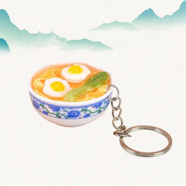 中式简约风仿真鸡蛋面食玩萌趣可爱时尚卡通包包挂饰  卡莱茵 合金 亚克力 挂件 男女同款情侣款