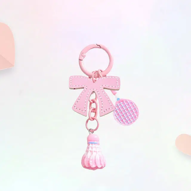 卡莱茵 创意羽毛球 高颜值运动挂饰潮流时尚 搭配蝴蝶结#好运 亚克力 挂件 男女同款情侣款