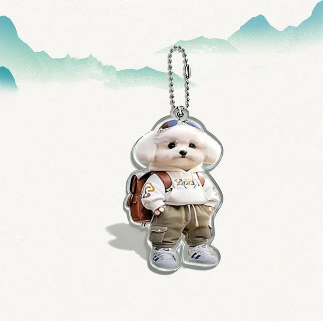 卡莱茵 【潮流小狗】创意小泰迪狗 小书包 萌趣酷酷卡通精致洋气高级感小众设计毛衣 亚克力 挂件 男女同款情侣款
