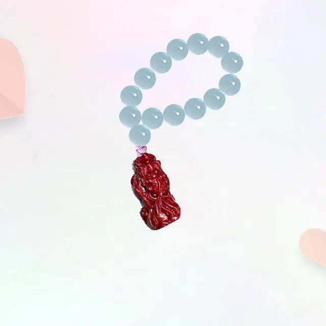 【招财进宝】 新中式貔貅钥匙扣  吉祥如意汽车后视镜#好运  卡莱茵 朱砂 玻璃 挂件 男女同款情侣款